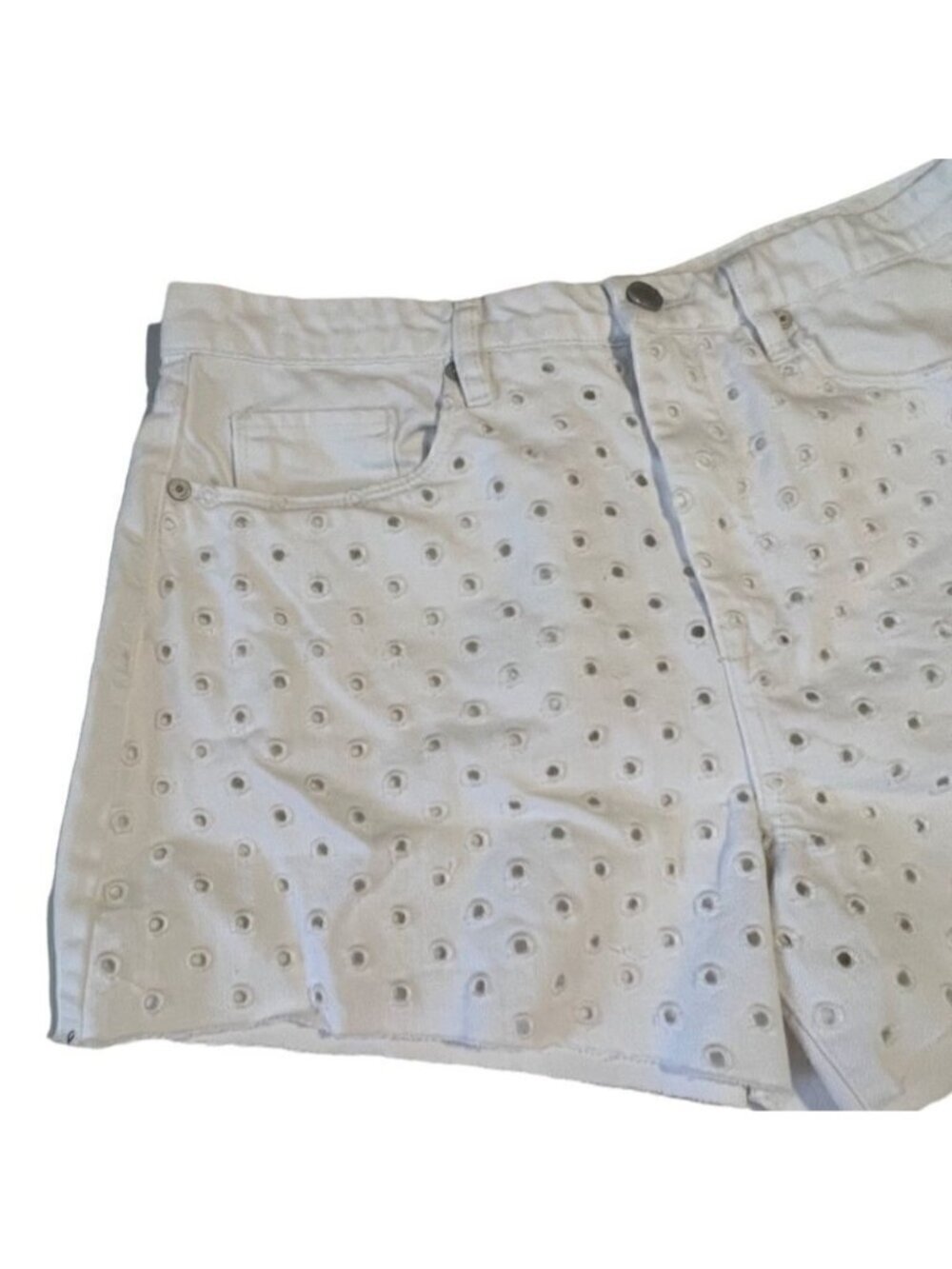 Blank NYC The Barrow White Vintage High-Rise Eyelet Cutoff Shorts Size 31 NWT